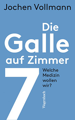 Cover des Buches Die Galle auf Zimmer 7 mit weißer Schrift auf blauem Hintergrund