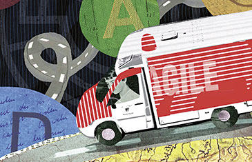 Illustration von Oliver Weiss: Krankenwagen auf dem Weg