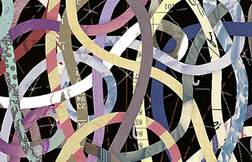 Illustration von Oliver Weiß: Ineinander verflochtene, farbige Bänder